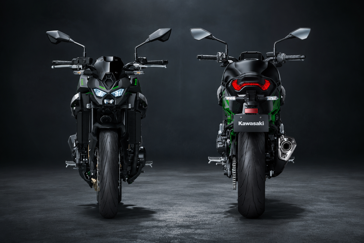 Kawasaki Z900 2025 vue avant arrière
